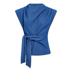 CO`COUTURE TOP, KIMMYCC PLEAT TOP, DARK DENIM